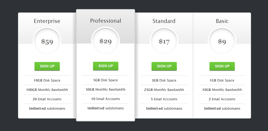 CSS3 Pricing Table Demo 134126 E1323978147299
