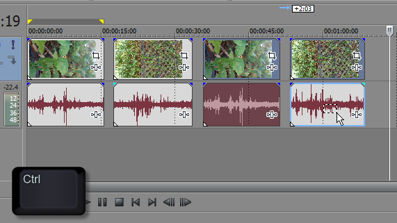 Add or Subtract Selection Sony Vegas: Select a Range of Events