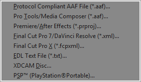 Export Menu Vegas Pro 12: Project Interchange